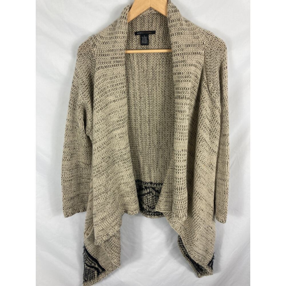 BCBGMaxazria Knit Open Front Wool Blend Cardigan Sweater Size Large